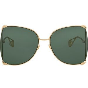 Gucci Butterfly Gold Frame Sunglasses with Green Lenses